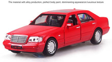 Load image into Gallery viewer, 4 color 1:32 Scale 14-16CM Alloy Cars S320 W140 car Pull Back Diecast Model Toy with sound light Collection Gift toy Boys Kids