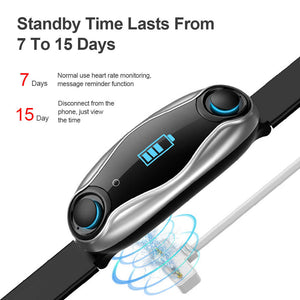 Bracelet Fitness Ecouteur Bluetooth sans fil 2 en 1 Bluetooth 5.0